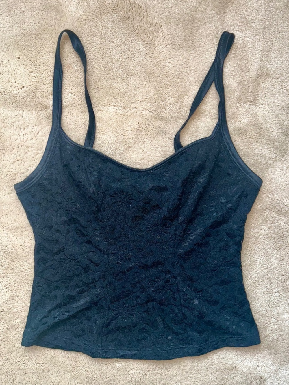 Anne-x Black Lace Camisole-Fully Lined with Shelf Bra Size Large